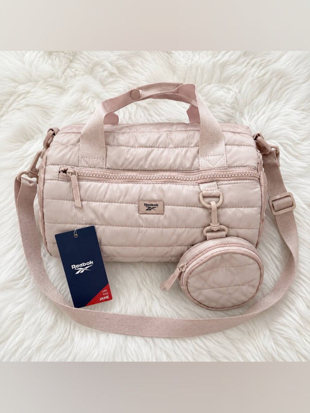 Reebok Women's Quilted Pink Duffel with Coin Pouch